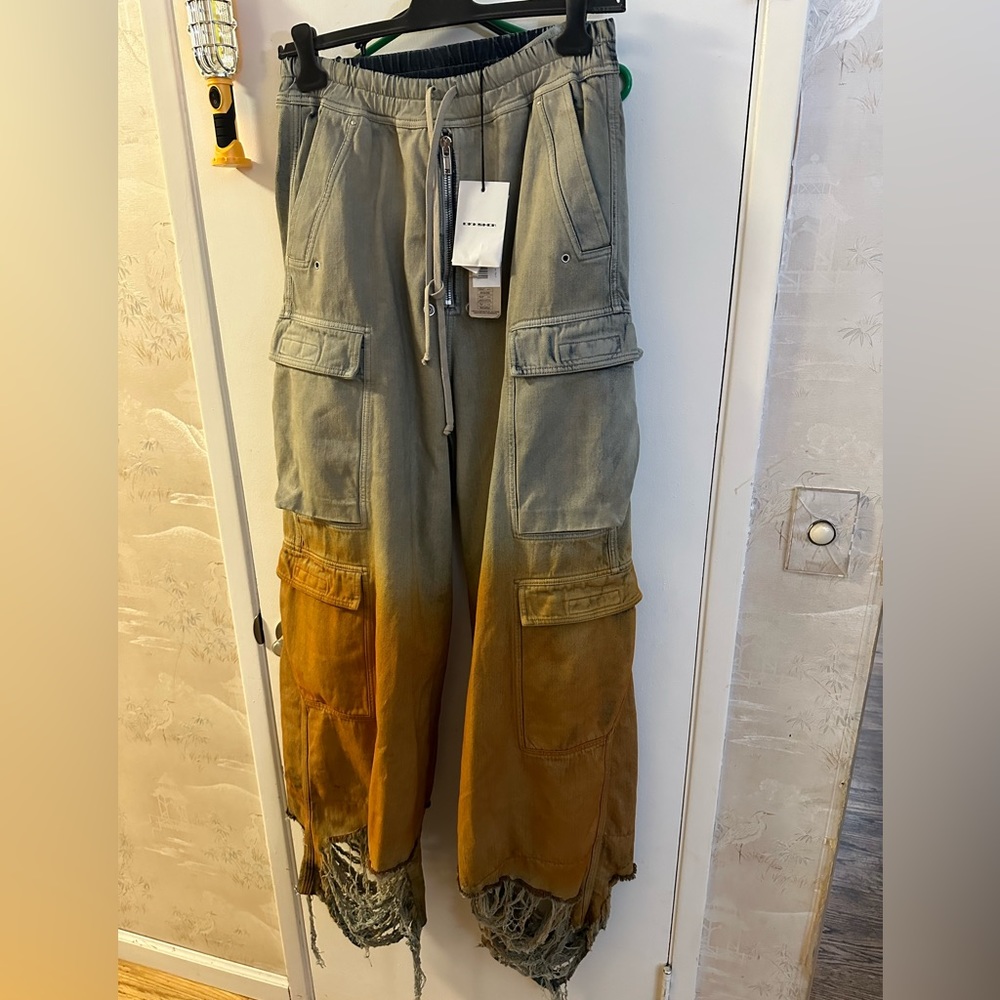 Rick owens drkshdw jumbo cargo belas denim jeans sky orange Degrade size medium